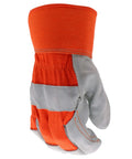 Heavy Duty Work Gloves With Double Leather Cowhide Palm For Superior Abrasion Resistance And Durability, Canvas Backing, Orange and Gray, X Large