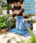 Folding Garden Stool And Kneeler With Ten Point Two Inch Kneeling Pad Heavy Duty Garden Kneeler And Seat For Easy Gardening Kneeling Bench With Handles Great For Gardeners And Seniors 350lb Capacity Blue No Bending Required in outdoor use