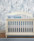 Room with crib and Marble Seas Metallic Blue Peel And Stick Wallpaper Roll Removable And Repositionable No Mess Twenty Inches Wide