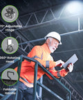 Worker using Portable LED Work Light with 360 Degree Rotating Head and Three Brightness Levels 2000 Lumens installed on crane