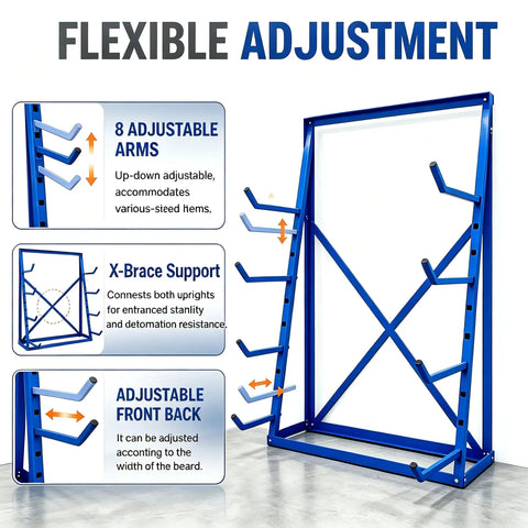 Beast Mode Cantilever Storage Rack Four Tier Steel Frame Supports Two Thousand Four Hundred Pounds For Lumber Pipes Metal Sheets And Garage Workshop Setup