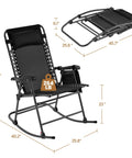 26 Inch Zero Gravity Outdoor Rocking Chairs Set Of 2 Foldable Loungers With Phone Holder And Pillow Ergonomic Arc Back Support