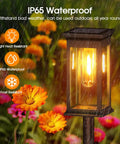 8 Pack Solar Pathway Lights Outdoor 2X Bigger Bright Waterproof Garden Light with LED glowing in rainy garden