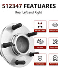 Side view of Pair Rear Wheel Bearing And Hub Assembly For Mazda 3 2004 To 2013 And Mazda 5 2006 To 2017 with five bolts and ABS encoder.
