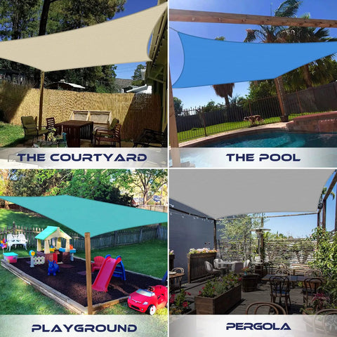 10 By 14 Feet Sun Shade Sail Rectangle Outdoor Canopy Cover UV Block For Backyard Porch Pergola Deck Garden Patio