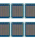 Six blue protoboards with gold-plated pads, 2.54mm pitch. Double Sided Protoboard Kit For DIY Electronics, Solderable Breadboard Prototyping Board.