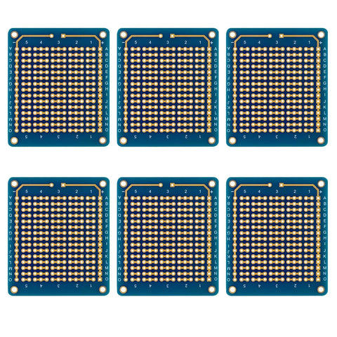 Six blue protoboards with gold-plated pads, 2.54mm pitch. Double Sided Protoboard Kit For DIY Electronics, Solderable Breadboard Prototyping Board.
