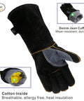 Extreme Heat Resistant Leather Work Gloves With Kevlar Stitching For Fireplace Stove Oven Grill Welding BBQ Mig Grill Boss Pot Holder And Animal Handling Durable Puncture And Cut Resistant Mitts