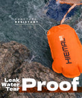 Open Water Swim Buoy With 15L Dry Bag and Rest Handle, Fully Waterproof Swim Bubble in orange on water surface