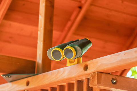 Rotating Playset Binoculars For Kids Green And Yellow Durable Polyethylene With Sun Fade Resistant Finish on wooden playset
