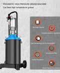 Pro Grade Heavy Duty Pneumatic Grease Pump With Hydraulic Hose 80 To 1 Pressure 20 Liter Tank showcasing high temperature resistance.