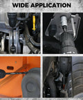 Heavy Duty Impact Socket Adapters Set For Drills in use, showing 1/4-inch hex shank converting to 3/8 and 1/2-inch sockets