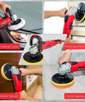 7 Inch Rotary Polisher For Car Detailing With 900W Motor, 4300 RPM, 6 Variable Speeds, 5/8-11UNF, used on car, wall, wood, floor