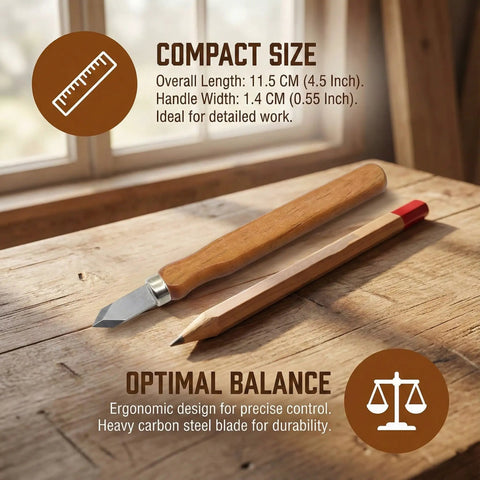 Top Shelf 2 Pack High Carbon Steel Woodworking Marking Knife featuring dual bevel edges on a wooden work surface.
