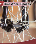 Close-up of a bicycle wheel with Twenty Pack 12G Bicycle Spokes Set, 130mm Length, Silver Galvanized Carbon Steel Wheel Spokes.