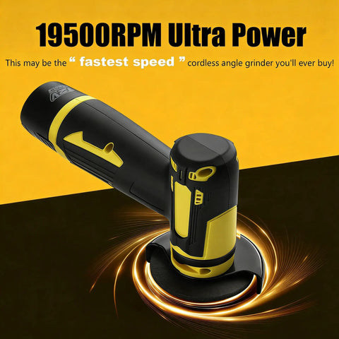 Cordless Mini Angle Grinder With 4000mAh Battery And 19500 RPM Beast Power, Portable Handheld Cut Off Tool, Black And Yellow close-up