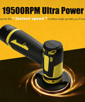 Powerful 19500 RPM Cordless Angle Grinder With 4000mAh Battery, Portable Brushless Cut Off Tool for DIY Projects, black and yellow design.