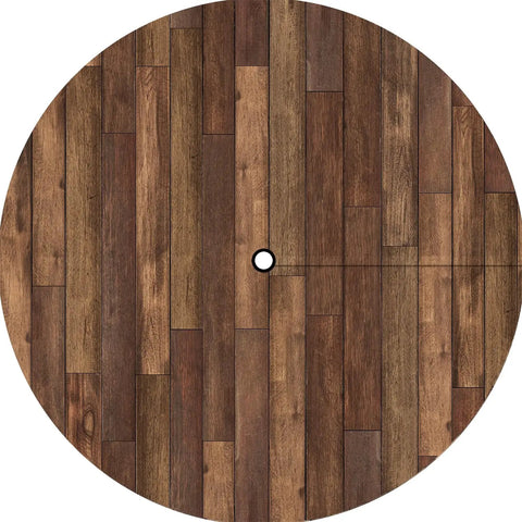Round Outdoor Tablecloth With Umbrella Hole And Zippered Fitted Elastic Edge Wood Grain Look For Picnic Party And Patio Fits 44 To 48 Inch