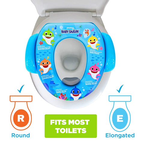 Baby Shark Soft Potty Training Seat With Hella Comfy Cushion And Secure Grip Handles Smooth Bathroom Transition For Toddlers Durable Non Slip Platform Easy To Clean