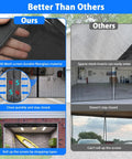 Comparison showing Two Car Garage Door Screen 16x7 Feet 300 Mesh Keeps Dust Out While Letting Fresh Air In Heavy Duty Magnetic Seal