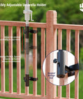 Beefy Adjustable Patio Umbrella Stand For Deck Railing Mounts Heavy Duty Steel Base With Clip Clamp Outdoor Holder