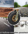 Heavy Duty Pneumatic Rubber Caster Wheels Double Ball Bearing Silent Swivel Industrial Casters on various pavements