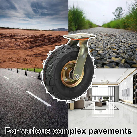 Heavy Duty Pneumatic Rubber Caster Wheels Double Ball Bearing Silent Swivel Industrial Casters on various pavements