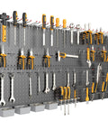 Garage Tools Organizer Board Kit With Hooks Four Black Wall Mount Panels For Easy Tool Storage Heavy Duty Hooks Pro Grade