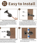 Twenty Pack Inset Soft Close Cabinet Hinges instructional steps for easy installation on kitchen cabinetry.