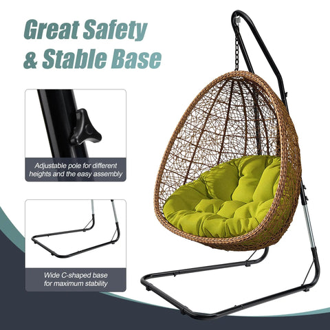 Heavy Duty Hammock Chair Stand With Adjustable Steel Frame Built To Last, Weatherproof And Rust Resistant Swing Stand, 330 Lb Capacity