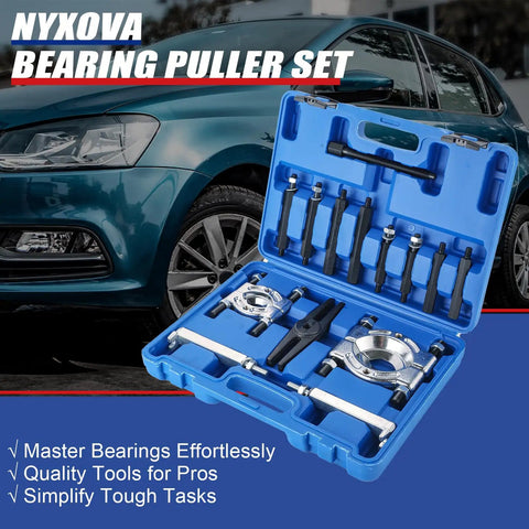 Beefy Heavy Duty Bearing Puller Set For Wheels And Hubs 5 Ton Capacity 14 Piece Bearing Separator Puller Kit blue case