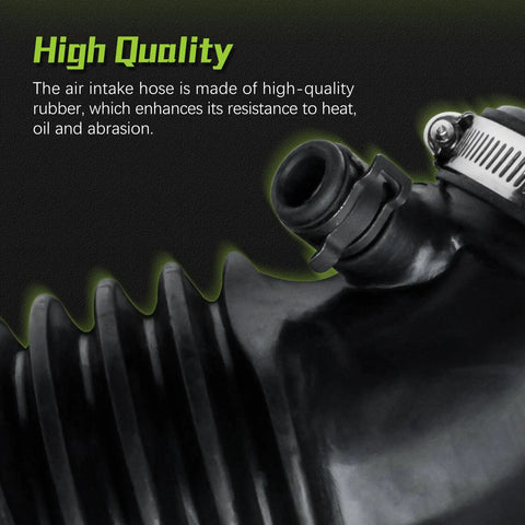 Close-up of reinforced rubber engine air intake hose tube with clamp for 2011-2017 Honda Odyssey 3.5L V6, durable and crack resistant.
