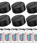 Six Piece 3D Night LED Light Bases With 16 Color Display And Remote USB Powered Acrylic Christmas Lamp Display For Restaurants And Shops Small Black Set Touch Or Remote Color Change