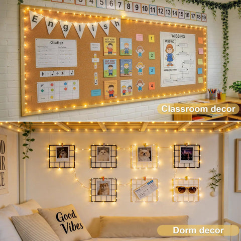 Two Pack Battery Operated Fairy Lights With Remote, 400 LEDs Spanning 132 Feet Of Warm White Twinkle Copper Wire, decor display