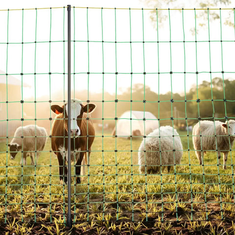 Electric Fence Netting 50 Inch High And 164 Feet Long With Posts And Stakes, Portable Mesh Fence For Goats Sheep Deer Hogs Dogs