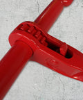 Close-up of a red Two Pack Ratchet Load Binder With Grab Hooks For 1/2 To 5/8 Grade 70 Transport Chain showing smooth ratchet action.