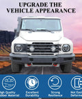 Front view of vehicle with 4 Piece Bumper Tow Hook Covers For Grenadier 2020 2024 Front And Rear Rubber Sleeve Protectors Red Car Exterior Accessories That Protect And Style Your Vehicle installed, showcasing high quality and durability.