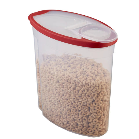 Flex And Seal Airtight Food Storage Container With Large Mouth Keeps Cereals Locked Down Smooth Operator Style Plus Bpa Free Build, filled with cereal.