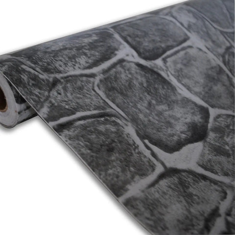Dark Grey Fortress Stone Peel And Stick Wallpaper 394 Inch Long Self Adhesive Backsplash for Kitchen Cabinets and Living Rooms