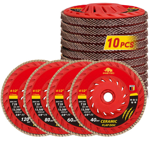 Ceramic Flap Discs For Angle Grinder Four And A Half Inch Diameter By Five Eighth Inch Eleven Thread Type Twenty Nine Tough As Nails Abrasive
