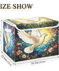 Premium White Fabric Storage Bins With Snap Shut Lids And Reinforced Carry Handles for organizing with dimensions 16.5x12.6x11.8 inches.