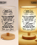 Cozy Night Light Table Lamp Gift For Mom From Daughter And Son With A Heartfelt Message On The Lampshade, warm glow shown