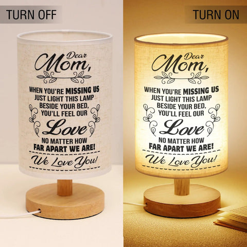 Cozy Night Light Table Lamp Gift For Mom From Daughter And Son With A Heartfelt Message On The Lampshade, warm glow shown