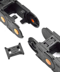Open Type Drag Chain Cable Carrier With End Connectors R75 35x50mm, L1000mm Length, black plastic components detached