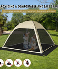 10x10 Screen Tent With Removable Floor For Backyard Parties, large outdoor gazebo with mosquito netting and sunproof canopy
