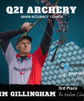Archer using bow with white high performance arrow fletching vanes with Tri Fusion adhesion technology for target archery