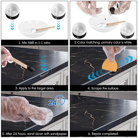 Tile and Fiberglass Tub Repair Kit With Color Matching for seamless porcelain, ceramic, and marble surface repairs step-by-step usage.