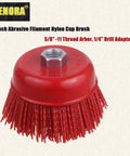 4 Inch Abrasive Filament Nylon Cup Brush For Angle Grinder 5/8-11 Thread, Nylon Wheel Brush For Grinders Removes Rust Paint And Corrosion