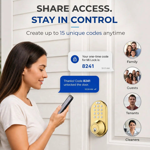 No Sweat Smart Keypad Deadbolt With Top Shelf Polished Brass Finish And One Touch Locking Stores Fifteen Custom Codes Smooth Digital Entry Rock Solid Front Door Security Upgrade