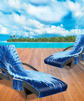Pair Of Tie Dye Lounge Chair Covers With Pockets 85x30 In Oversized Beach Poolside Chaise Covers For Outdoor Patio Garden Courtyard And Travel Blue Grey Set Of 2 on chairs by pool